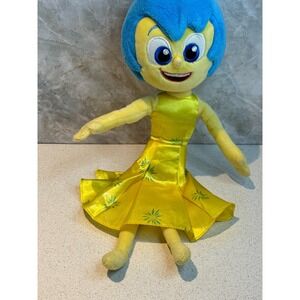 Disney Pixar Inside Out Joy Plush Doll Yellow Dress Blue Hair Soft‎ Stuffed Toy